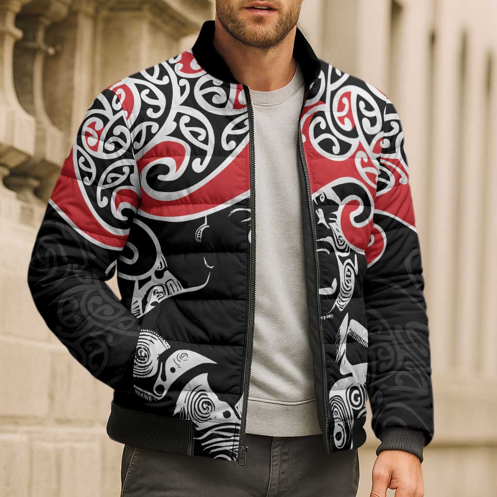 Aotearoa Toitu Te Tiriti Bomber Puffer Jacket New Zealand Stand Together Stand Stronger - Polynesian Pride