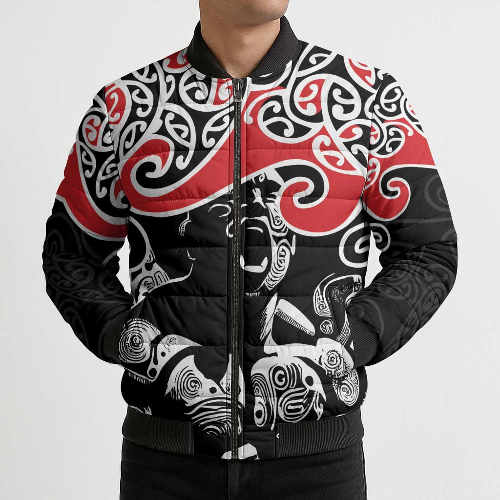 Aotearoa Toitu Te Tiriti Bomber Puffer Jacket New Zealand Stand Together Stand Stronger - Polynesian Pride