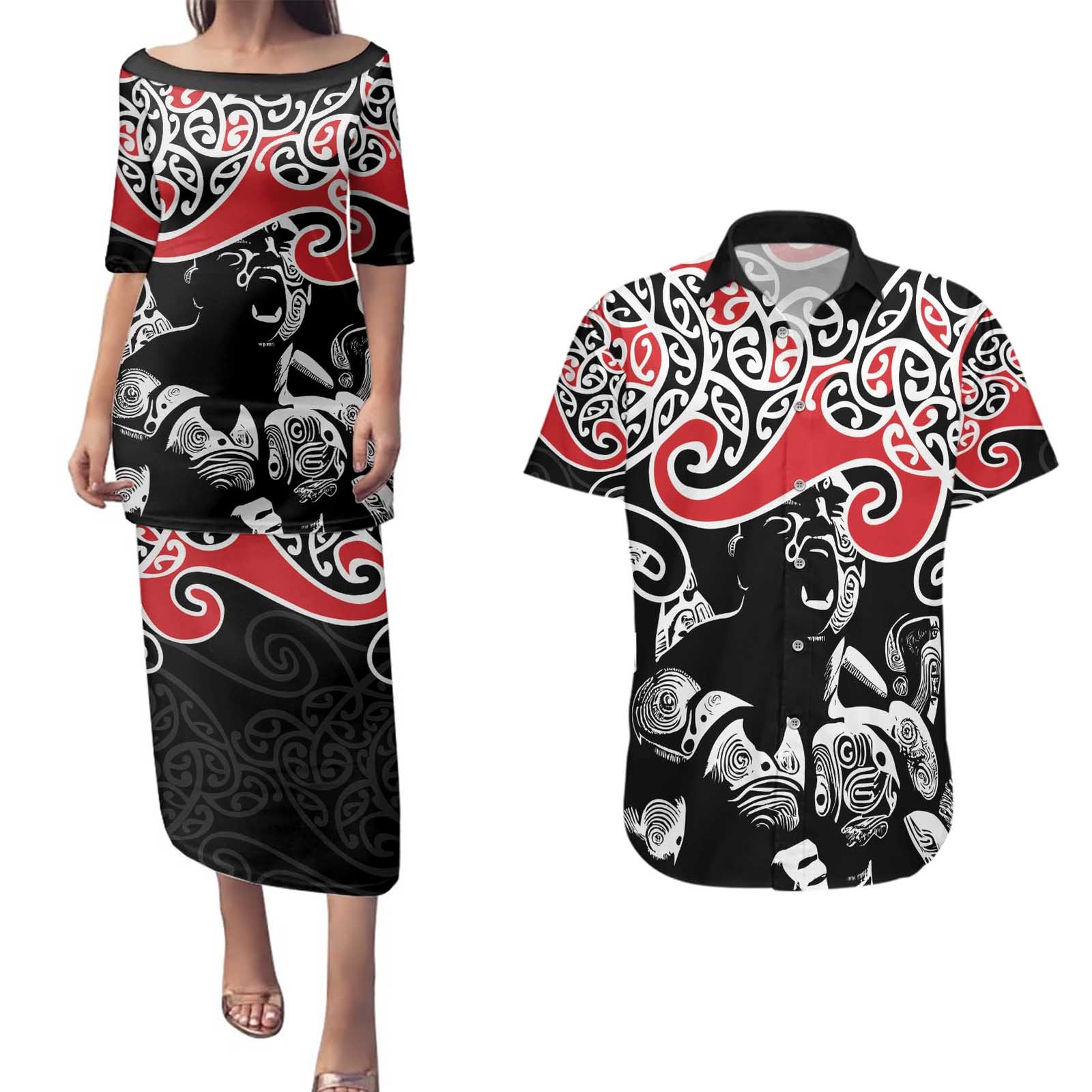 Aotearoa Toitu Te Tiriti Couples Matching Puletasi and Hawaiian Shirt New Zealand Stand Together Stand Stronger