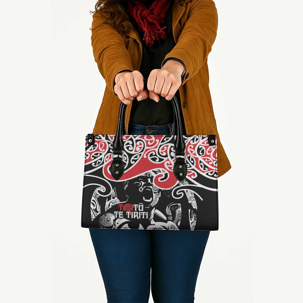 Aotearoa Toitu Te Tiriti Leather Bag New Zealand Stand Together Stand Stronger - Polynesian Pride