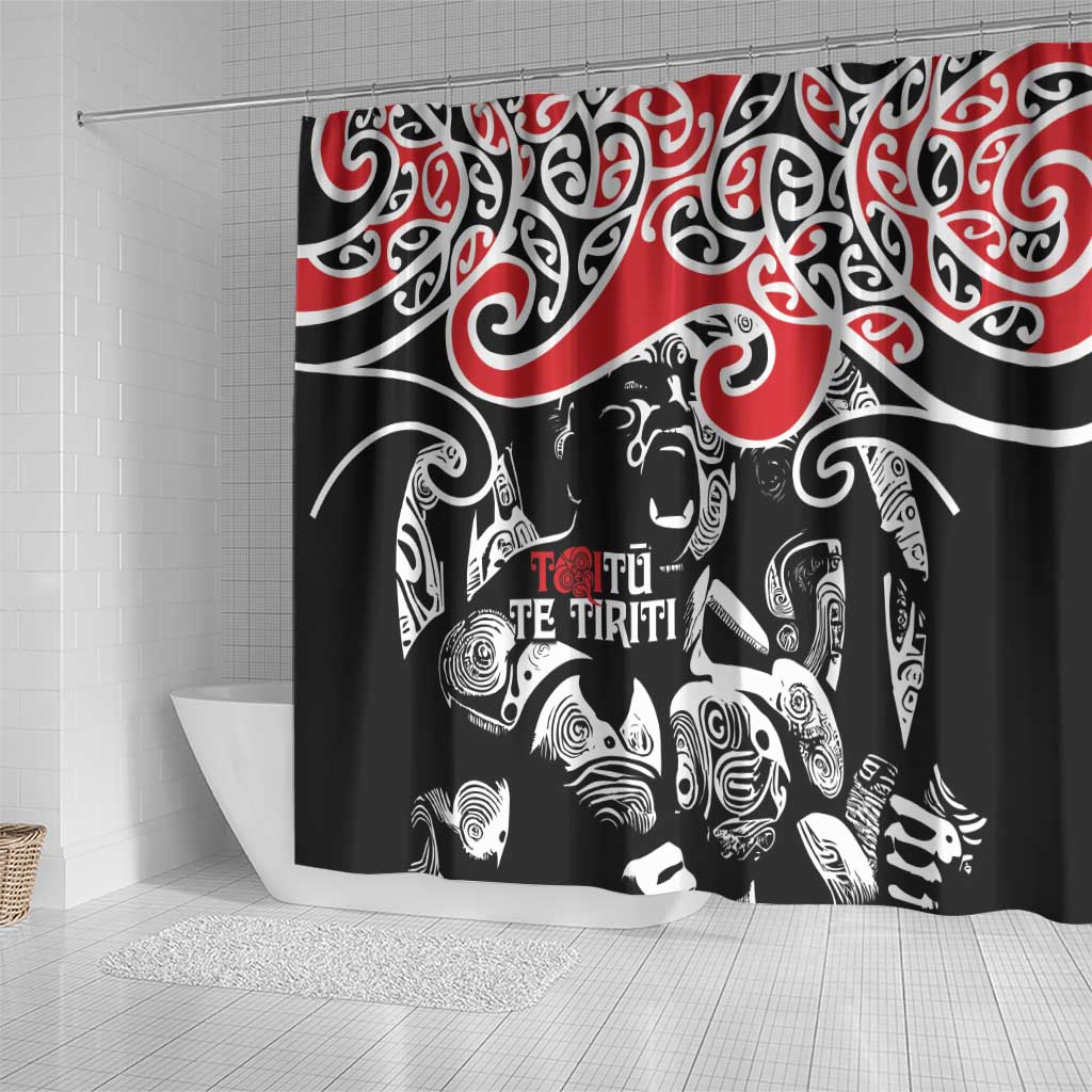 Aotearoa Toitu Te Tiriti Shower Curtain New Zealand Stand Together Stand Stronger