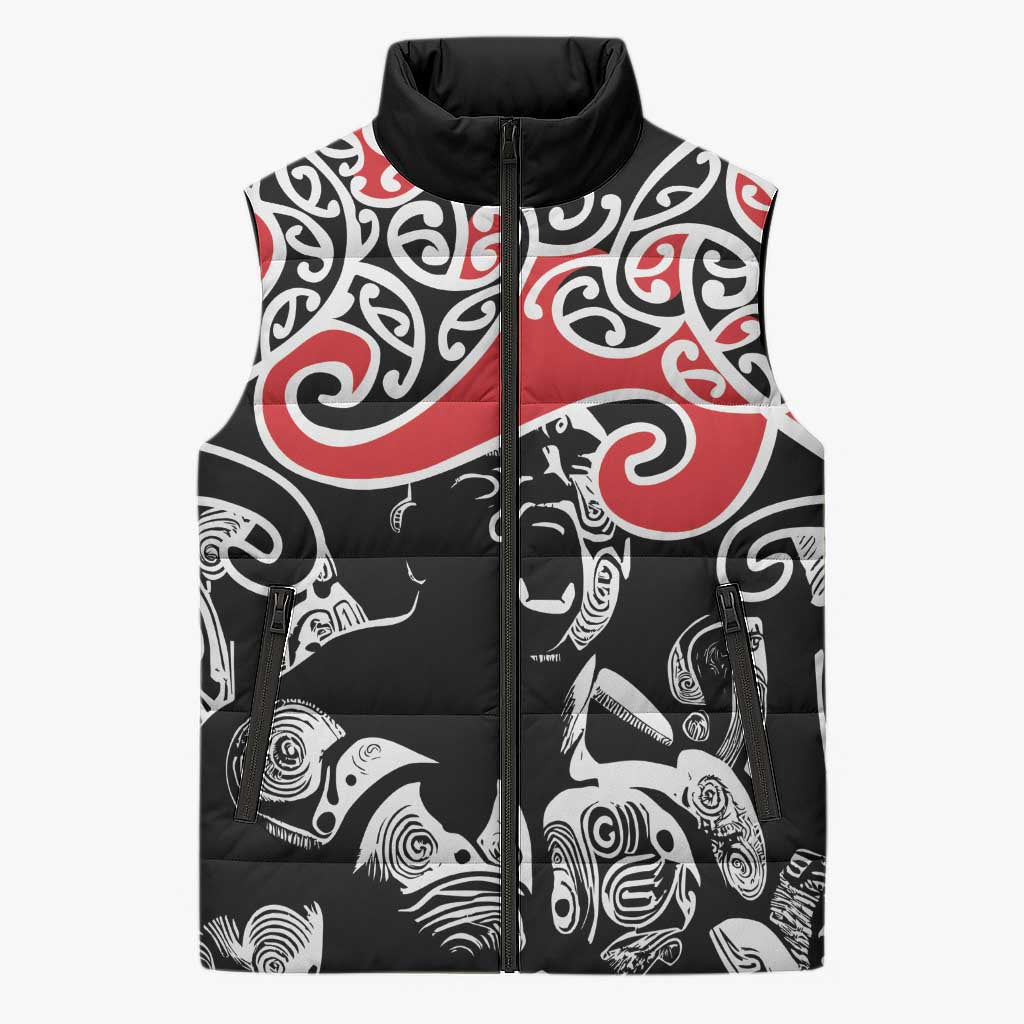 Aotearoa Toitu Te Tiriti Sleeveless Puffer Jacket New Zealand Stand Together Stand Stronger - Polynesian Pride
