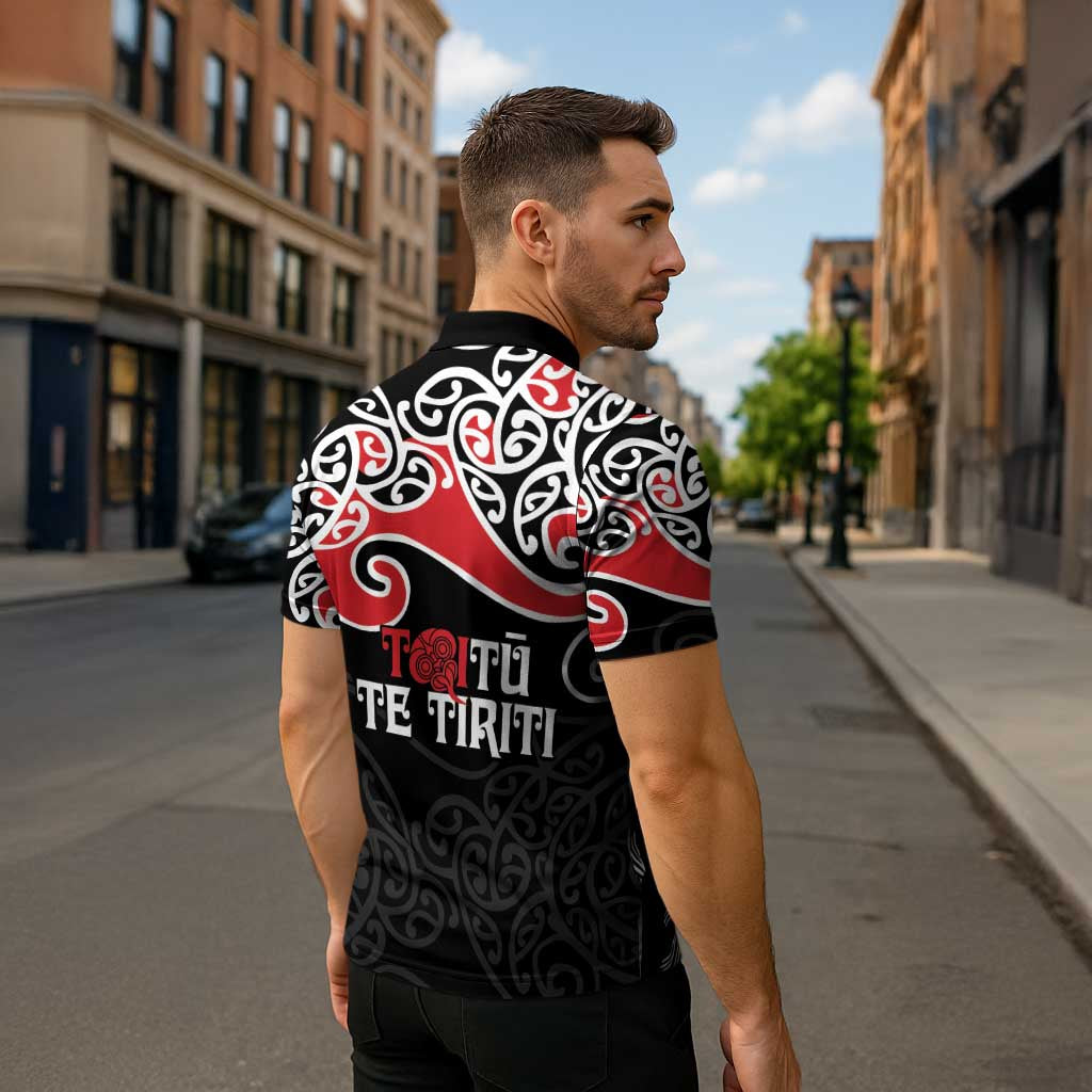Aotearoa Toitu Te Tiriti Zipper Polo Shirt New Zealand Stand Together Stand Stronger - Polynesian Pride