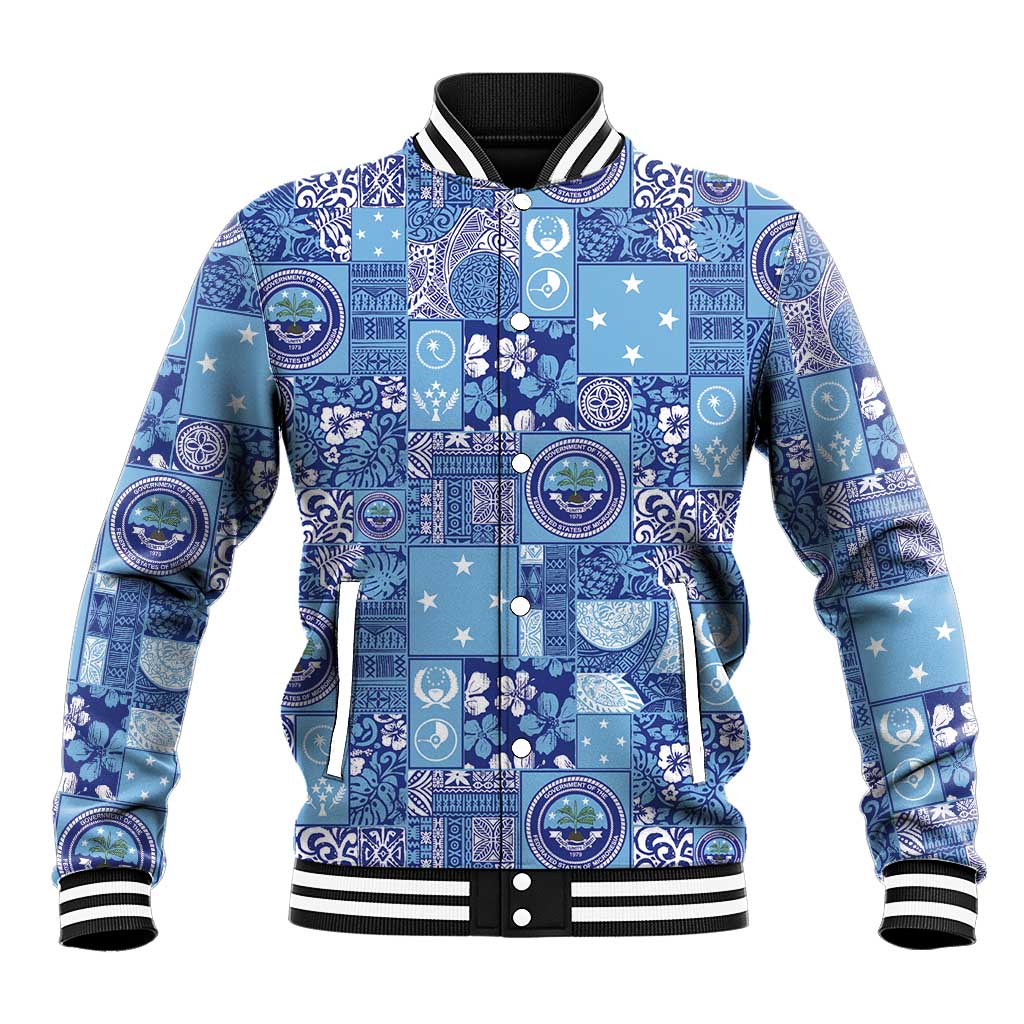 Federated States of Micronesia Merry Christmas Baseball Jacket Pacific Patchwork Xmas Vibes LT9 Unisex Blue - Polynesian Pride