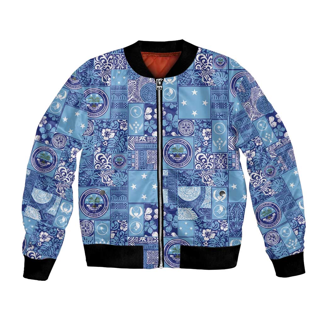 Federated States of Micronesia Merry Christmas Bomber Jacket Pacific Patchwork Xmas Vibes - Polynesian Pride
