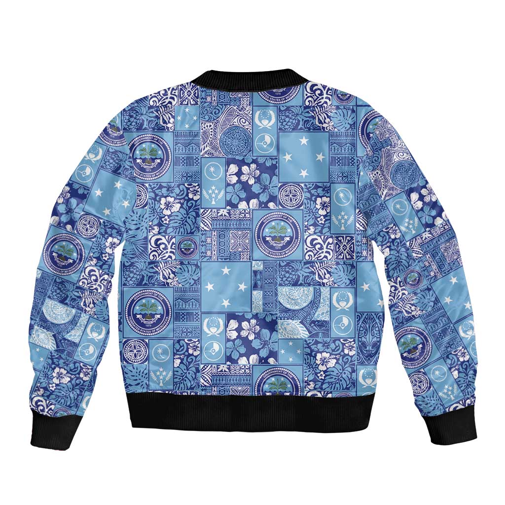 Federated States of Micronesia Merry Christmas Bomber Jacket Pacific Patchwork Xmas Vibes LT9 - Polynesian Pride