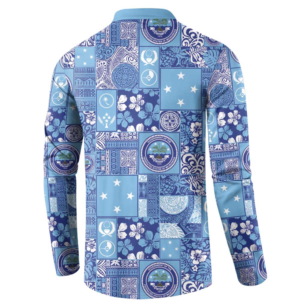 Federated States of Micronesia Merry Christmas Button Sweatshirt Pacific Patchwork Xmas Vibes - Polynesian Pride