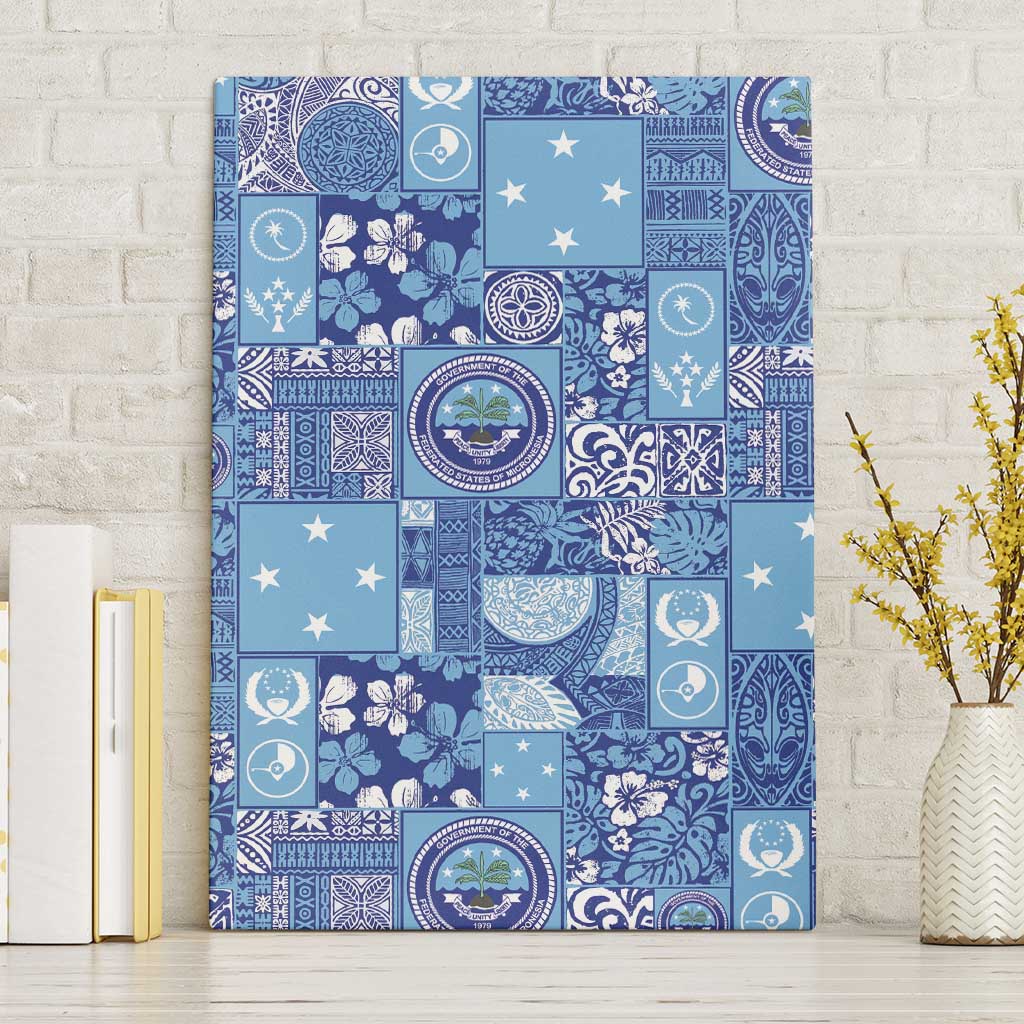 Federated States of Micronesia Merry Christmas Canvas Wall Art Pacific Patchwork Xmas Vibes - Polynesian Pride