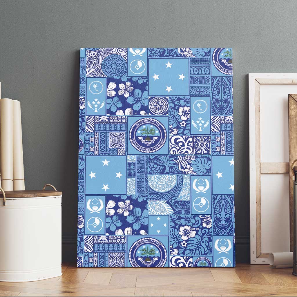 Federated States of Micronesia Merry Christmas Canvas Wall Art Pacific Patchwork Xmas Vibes - Polynesian Pride