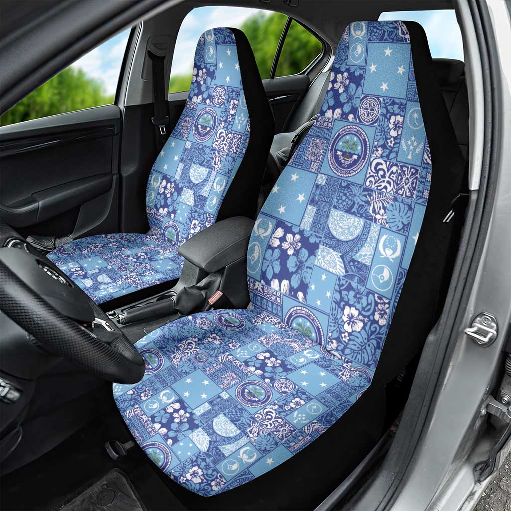 Federated States of Micronesia Merry Christmas Car Seat Cover Pacific Patchwork Xmas Vibes - Polynesian Pride