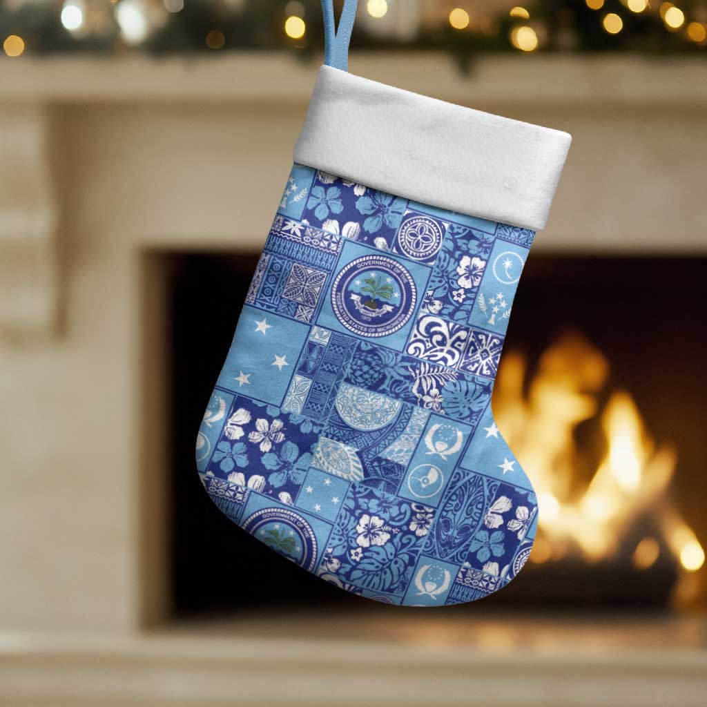 Federated States of Micronesia Merry Christmas Stocking Pacific Patchwork Xmas Vibes - Polynesian Pride