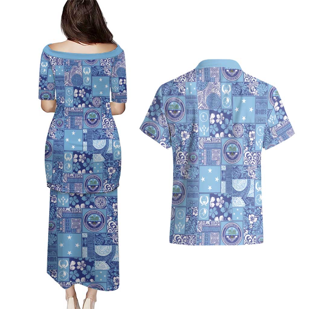 Federated States of Micronesia Merry Christmas Couples Matching Puletasi and Hawaiian Shirt Pacific Patchwork Xmas Vibes LT9 - Polynesian Pride