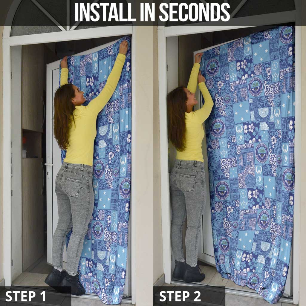 Federated States of Micronesia Merry Christmas Door Cover Pacific Patchwork Xmas Vibes - Polynesian Pride