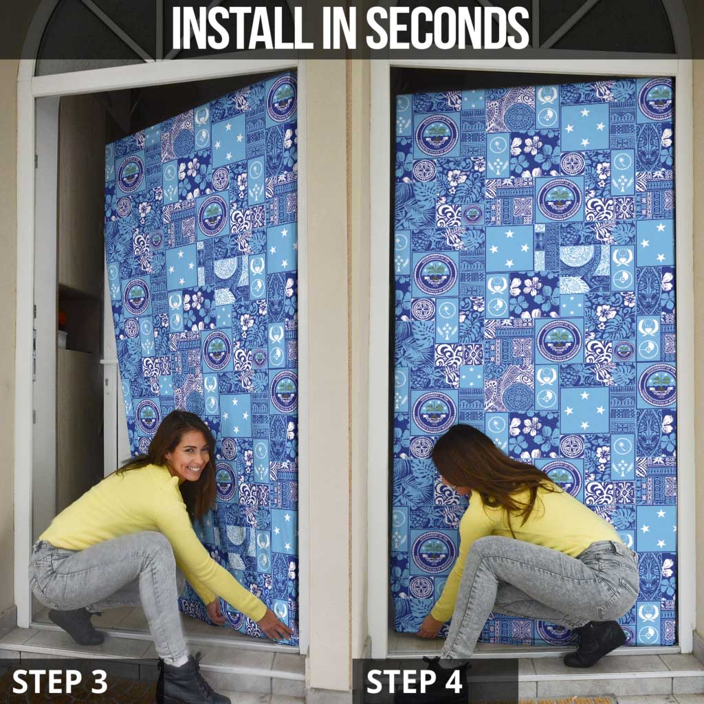 Federated States of Micronesia Merry Christmas Door Cover Pacific Patchwork Xmas Vibes - Polynesian Pride