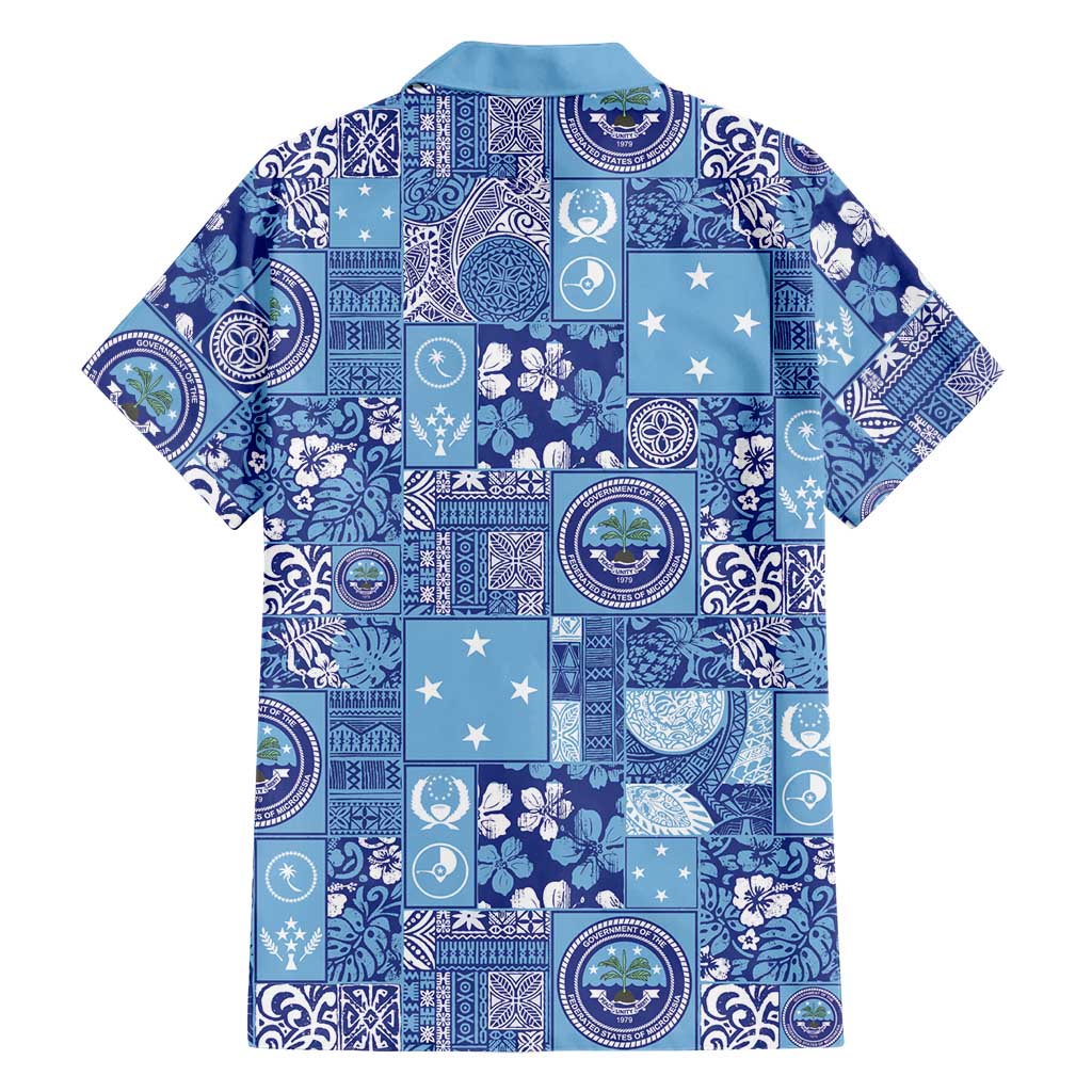 Federated States of Micronesia Merry Christmas Family Matching Off The Shoulder Long Sleeve Dress and Hawaiian Shirt Pacific Patchwork Xmas Vibes - Polynesian Pride