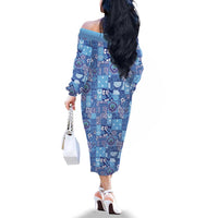 Federated States of Micronesia Merry Christmas Family Matching Off The Shoulder Long Sleeve Dress and Hawaiian Shirt Pacific Patchwork Xmas Vibes - Polynesian Pride