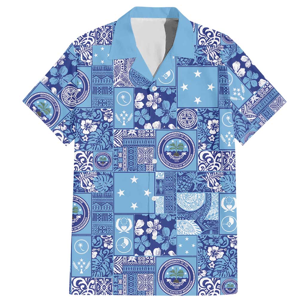 Federated States of Micronesia Merry Christmas Hawaiian Shirt Pacific Patchwork Xmas Vibes LT9 Blue - Polynesian Pride