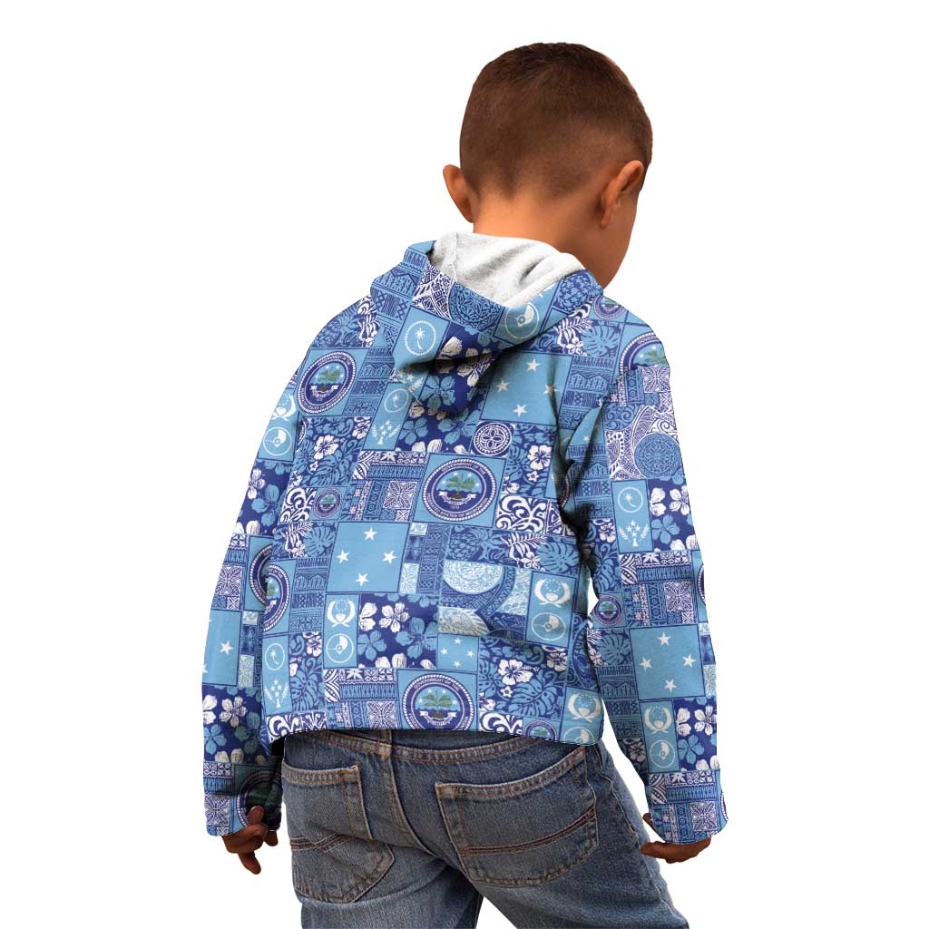 Federated States of Micronesia Merry Christmas Kid Hoodie Pacific Patchwork Xmas Vibes - Polynesian Pride
