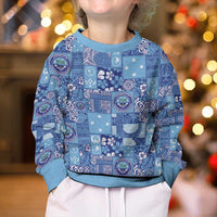 Federated States of Micronesia Merry Christmas Kid Ugly Christmas Sweater Pacific Patchwork Xmas Vibes - Polynesian Pride