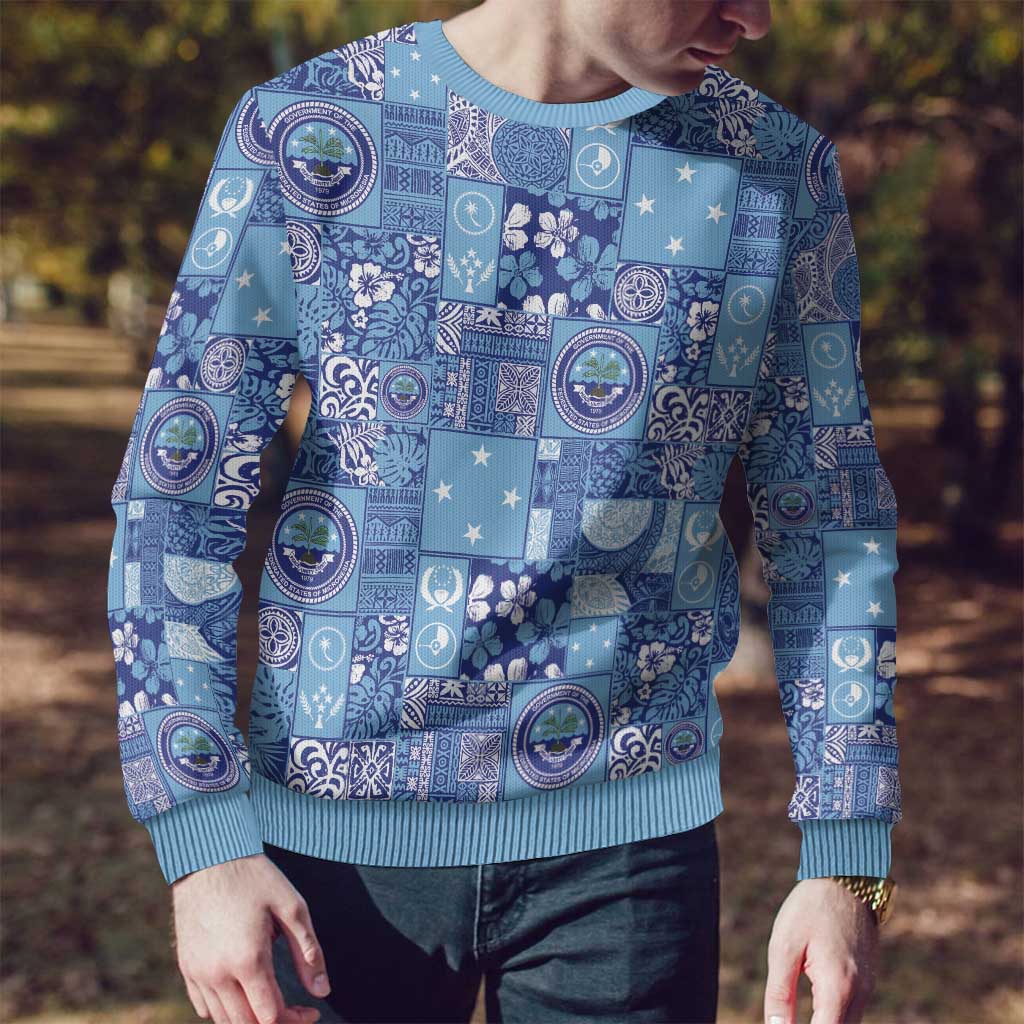 Federated States of Micronesia Merry Christmas Ugly Christmas Sweater Pacific Patchwork Xmas Vibes - Polynesian Pride