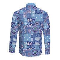 Federated States of Micronesia Merry Christmas Long Sleeve Button Shirt Pacific Patchwork Xmas Vibes LT9 - Polynesian Pride