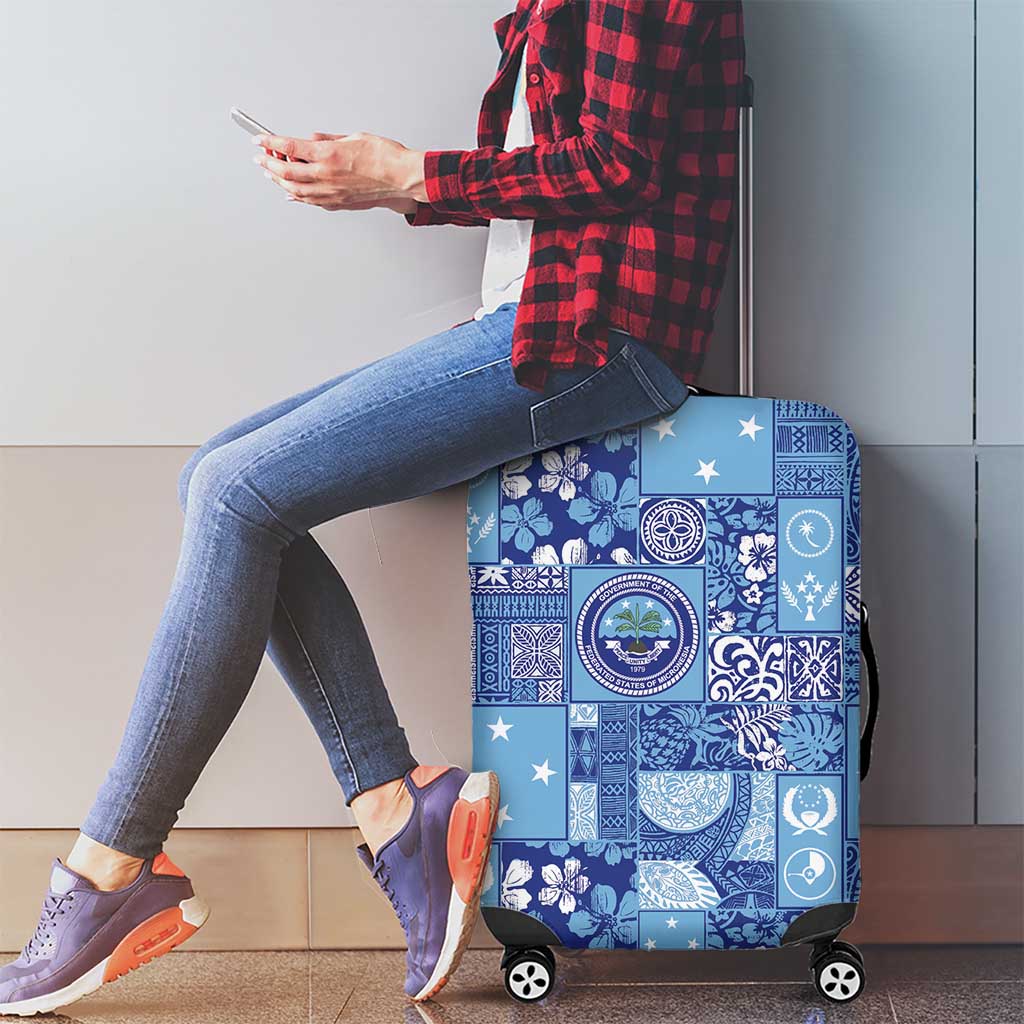Federated States of Micronesia Merry Christmas Luggage Cover Pacific Patchwork Xmas Vibes - Polynesian Pride