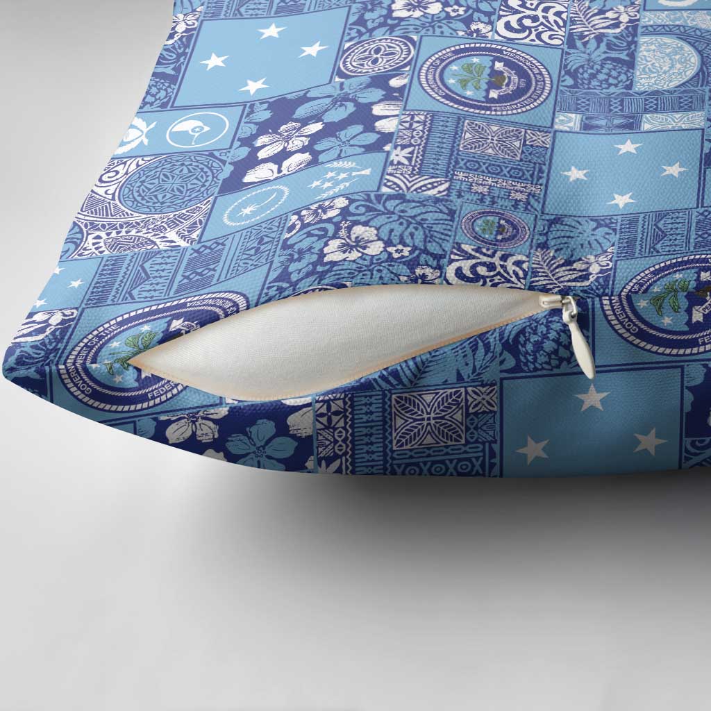 Federated States of Micronesia Merry Christmas Pillow Cover Pacific Patchwork Xmas Vibes - Polynesian Pride