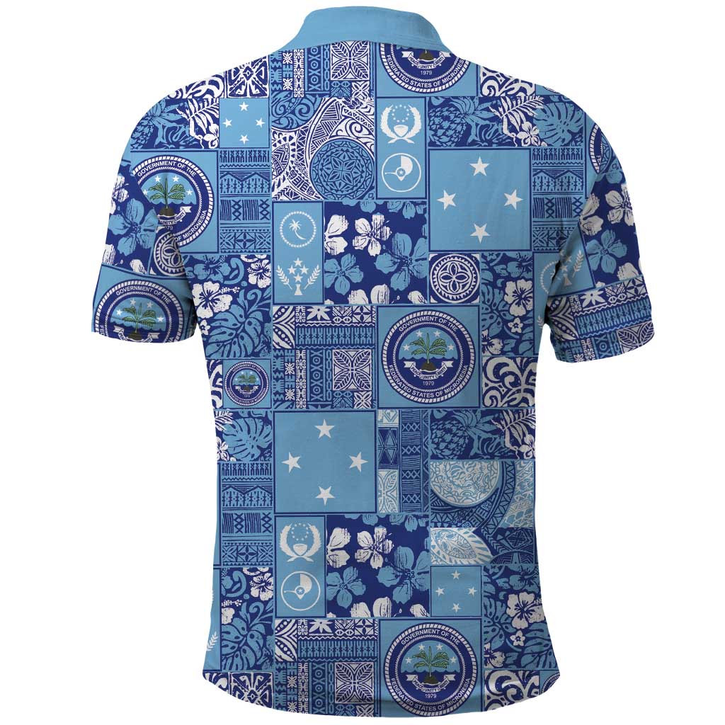Federated States of Micronesia Merry Christmas Polo Shirt Pacific Patchwork Xmas Vibes - Polynesian Pride