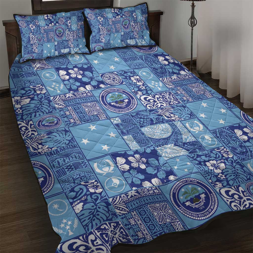 Federated States of Micronesia Merry Christmas Quilt Bed Set Pacific Patchwork Xmas Vibes - Polynesian Pride