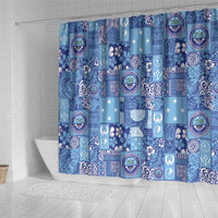 Federated States of Micronesia Merry Christmas Shower Curtain Pacific Patchwork Xmas Vibes - Polynesian Pride