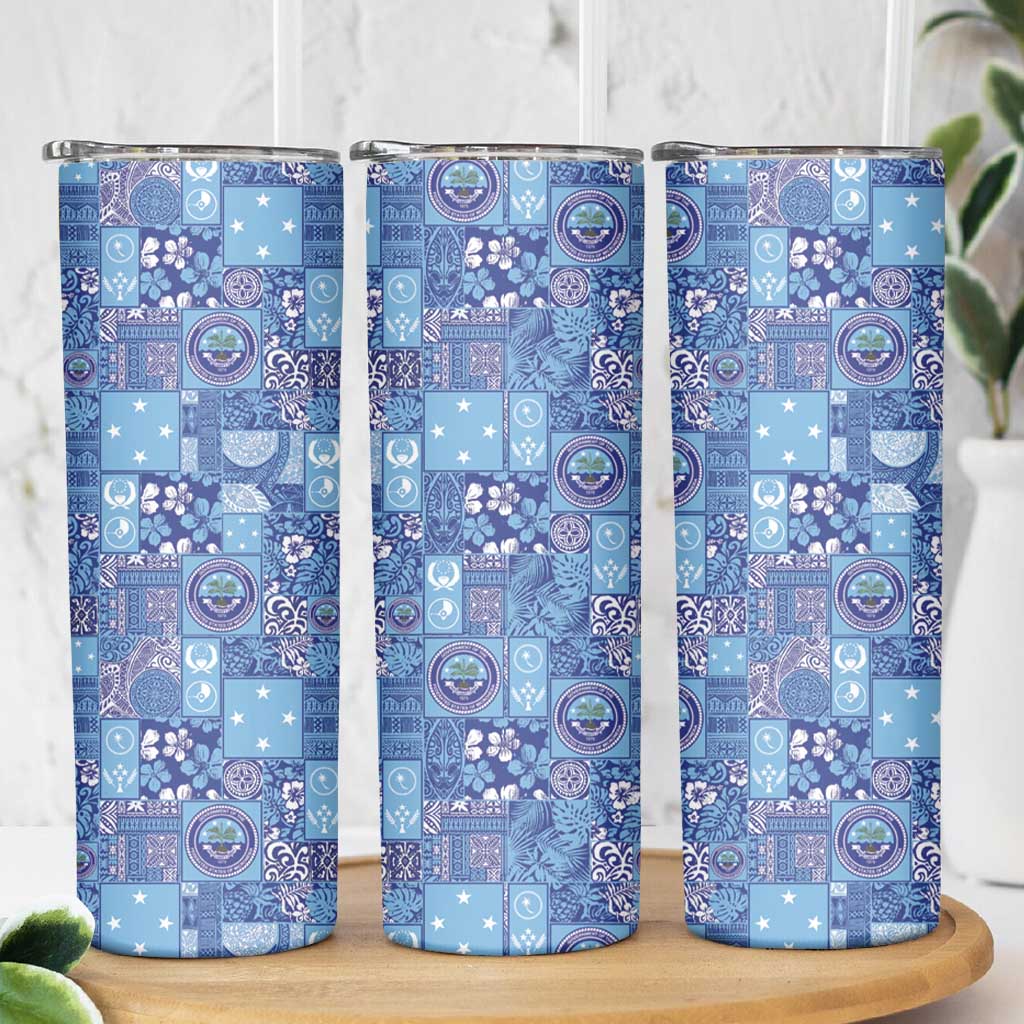 Federated States of Micronesia Merry Christmas Skinny Tumbler Pacific Patchwork Xmas Vibes - Polynesian Pride
