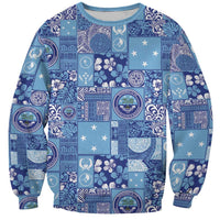 Federated States of Micronesia Merry Christmas Sweatshirt Pacific Patchwork Xmas Vibes LT9 Unisex Blue - Polynesian Pride