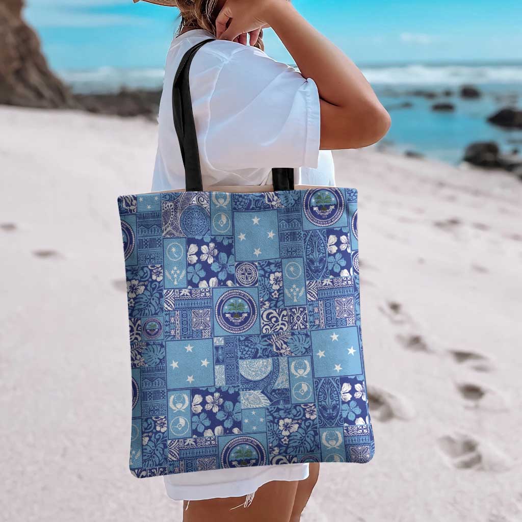 Federated States of Micronesia Merry Christmas Tote Bag Pacific Patchwork Xmas Vibes - Polynesian Pride