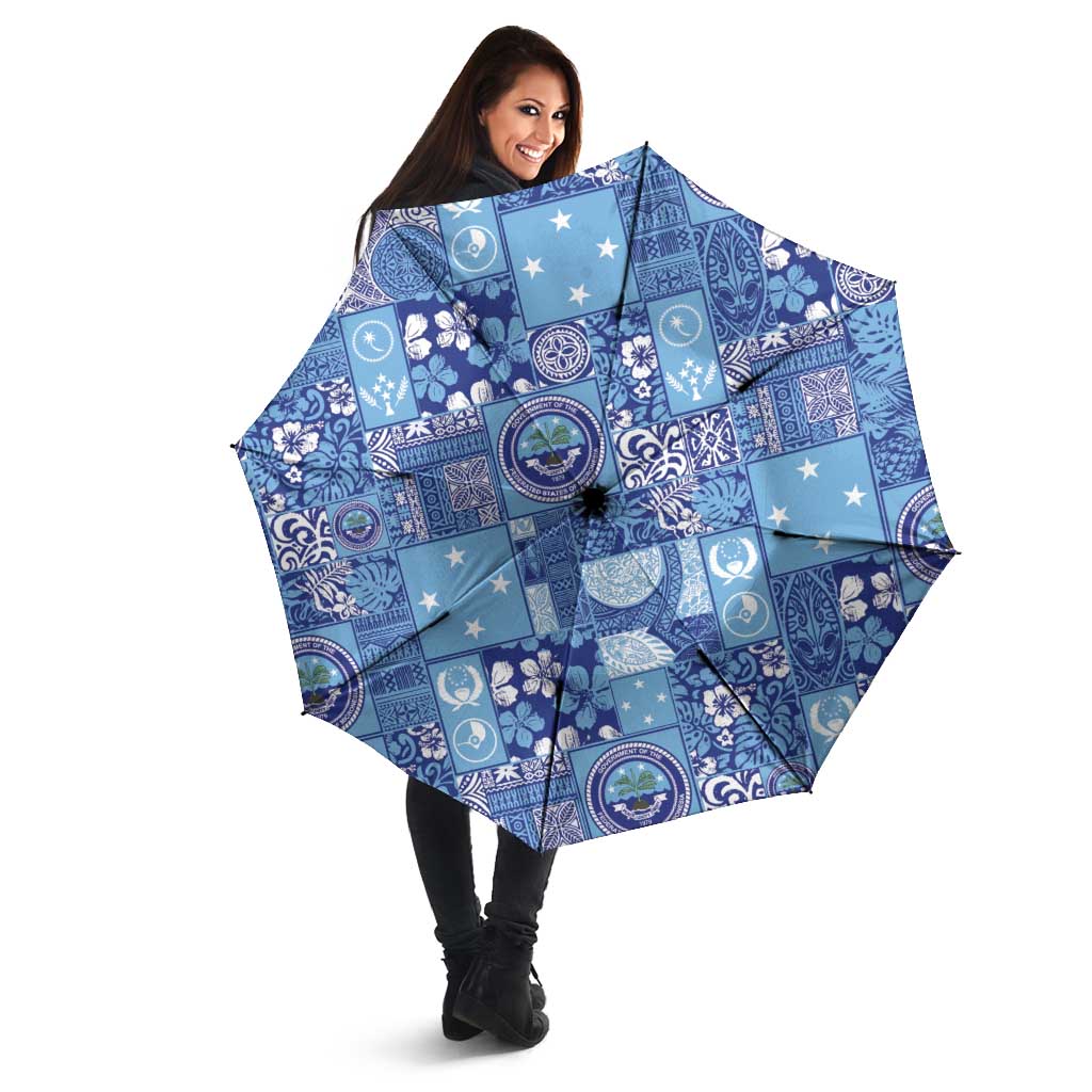 Federated States of Micronesia Merry Christmas Umbrella Pacific Patchwork Xmas Vibes - Polynesian Pride