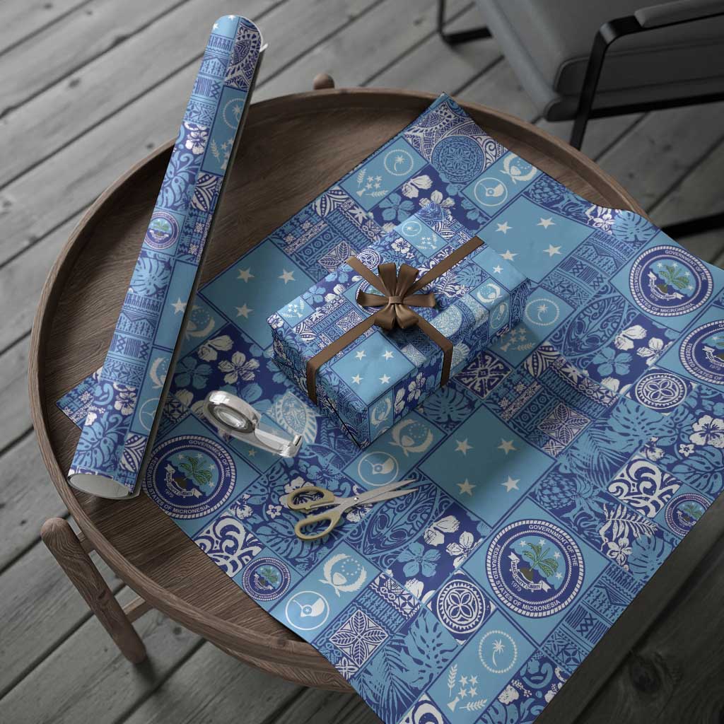 Federated States of Micronesia Merry Christmas Wrapping Paper Pacific Patchwork Xmas Vibes - Polynesian Pride