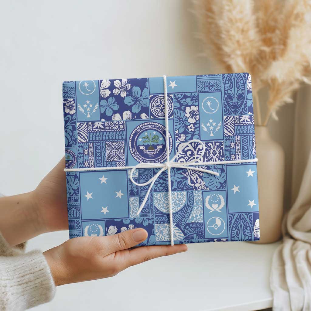 Federated States of Micronesia Merry Christmas Wrapping Paper Pacific Patchwork Xmas Vibes - Polynesian Pride