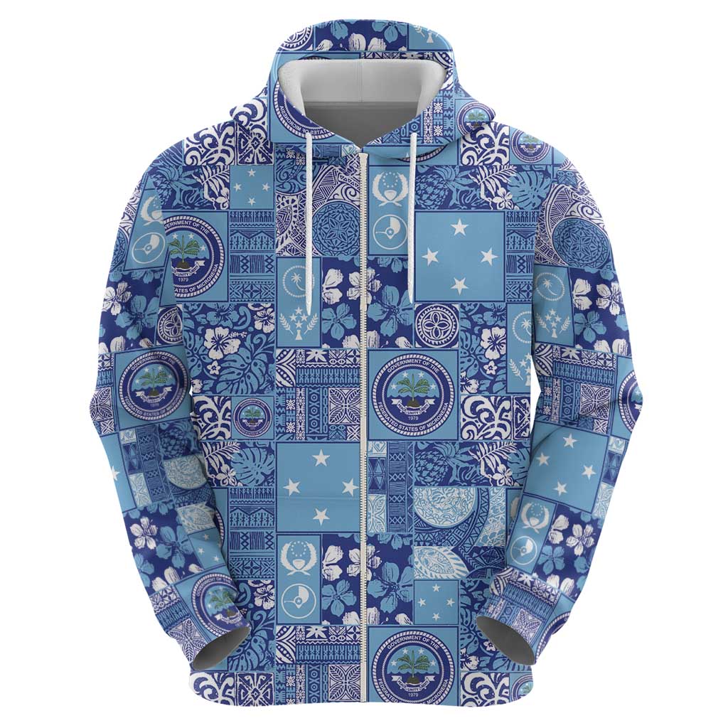 Federated States of Micronesia Merry Christmas Zip Hoodie Pacific Patchwork Xmas Vibes LT9 - Polynesian Pride
