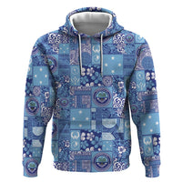 Federated States of Micronesia Merry Christmas Zip Hoodie Pacific Patchwork Xmas Vibes LT9 Pullover Hoodie Blue - Polynesian Pride