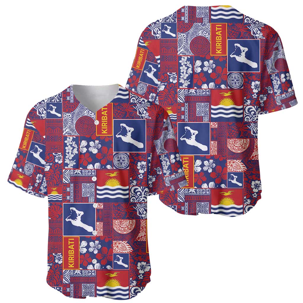 Kiribati Tekeraoi n te Kiritimati Baseball Jersey Pacific Patchwork Xmas Vibes - Polynesian Pride