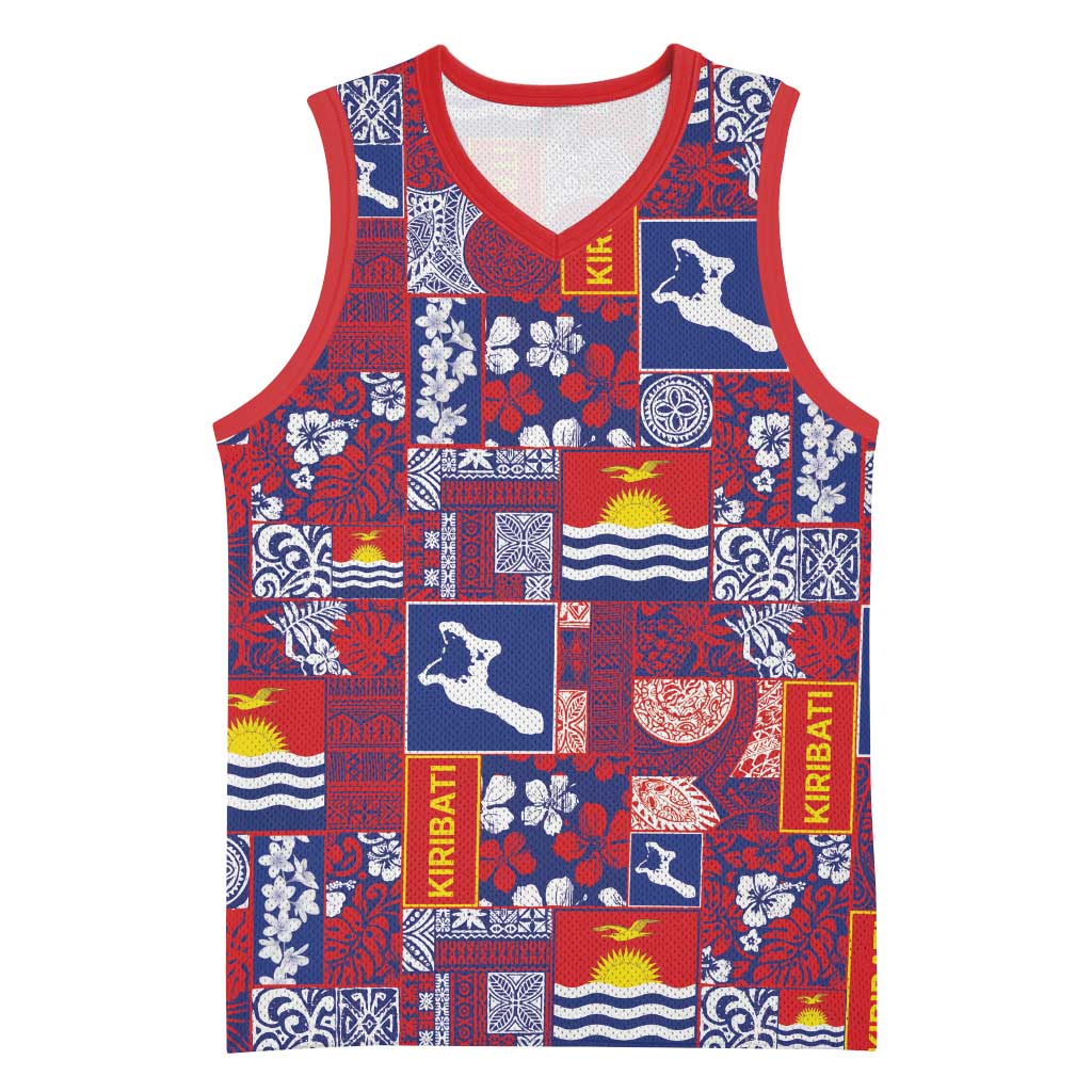 Kiribati Tekeraoi n te Kiritimati Basketball Jersey Pacific Patchwork Xmas Vibes - Polynesian Pride