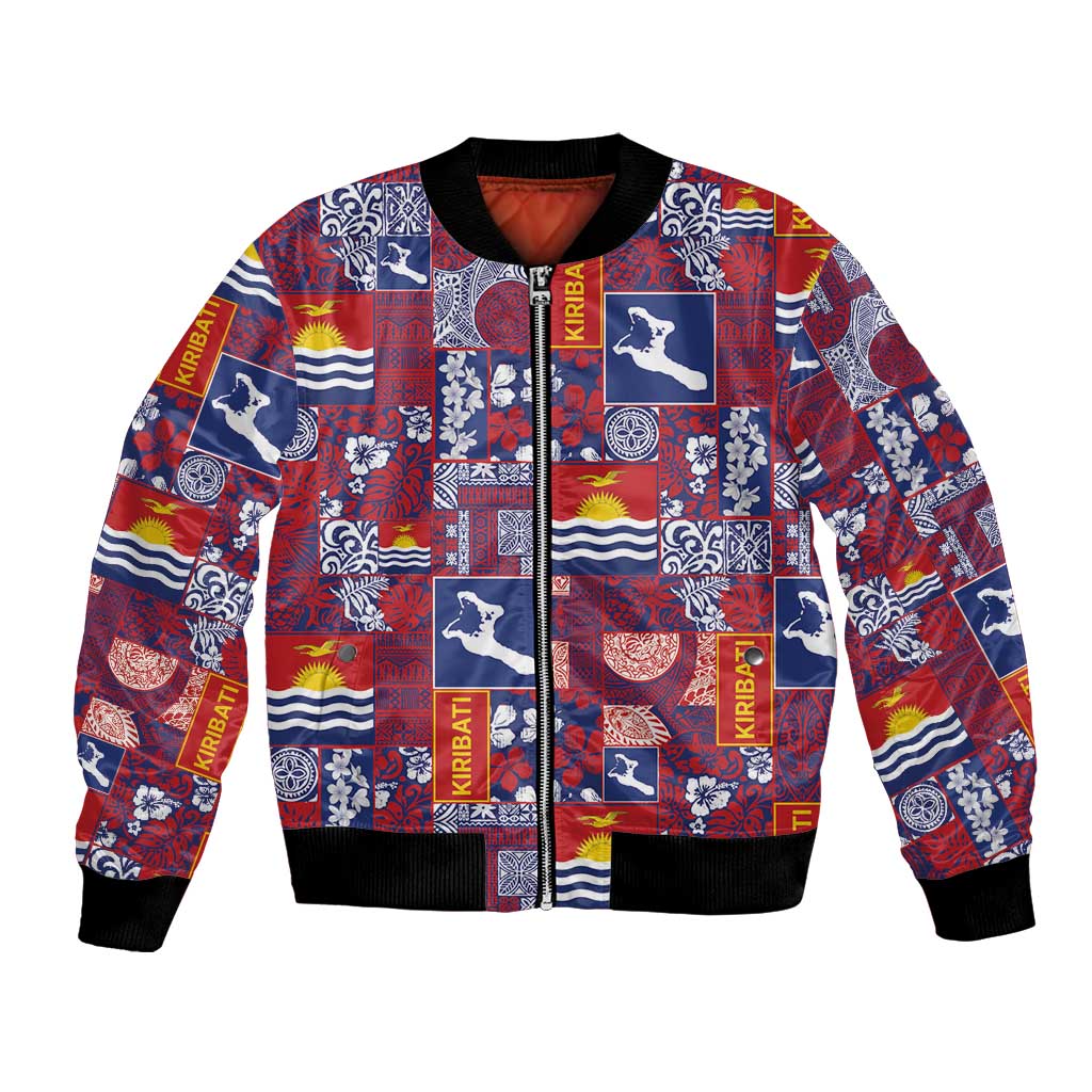 Kiribati Tekeraoi n te Kiritimati Bomber Jacket Pacific Patchwork Xmas Vibes - Polynesian Pride