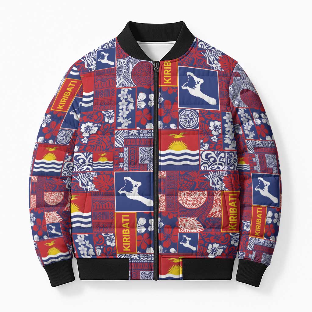 Kiribati Tekeraoi n te Kiritimati Bomber Puffer Jacket Pacific Patchwork Xmas Vibes - Polynesian Pride