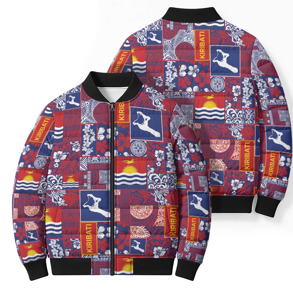 Kiribati Tekeraoi n te Kiritimati Bomber Puffer Jacket Pacific Patchwork Xmas Vibes - Polynesian Pride