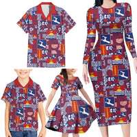 Kiribati Tekeraoi n te Kiritimati Family Matching Long Sleeve Bodycon Dress and Hawaiian Shirt Pacific Patchwork Xmas Vibes - Polynesian Pride