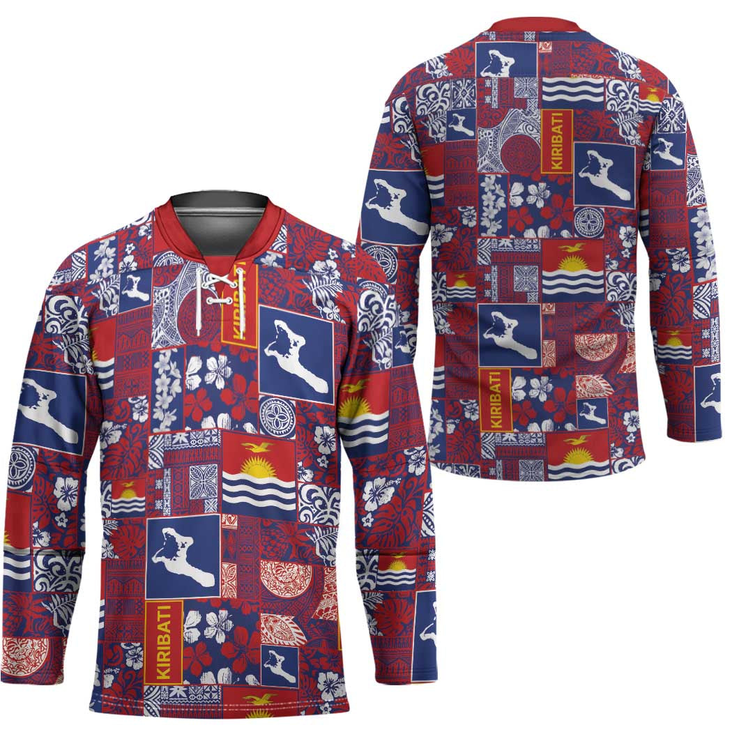 Kiribati Tekeraoi n te Kiritimati Hockey Jersey Pacific Patchwork Xmas Vibes - Polynesian Pride