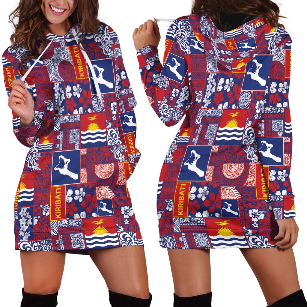 Kiribati Tekeraoi n te Kiritimati Hoodie Dress Pacific Patchwork Xmas Vibes - Polynesian Pride