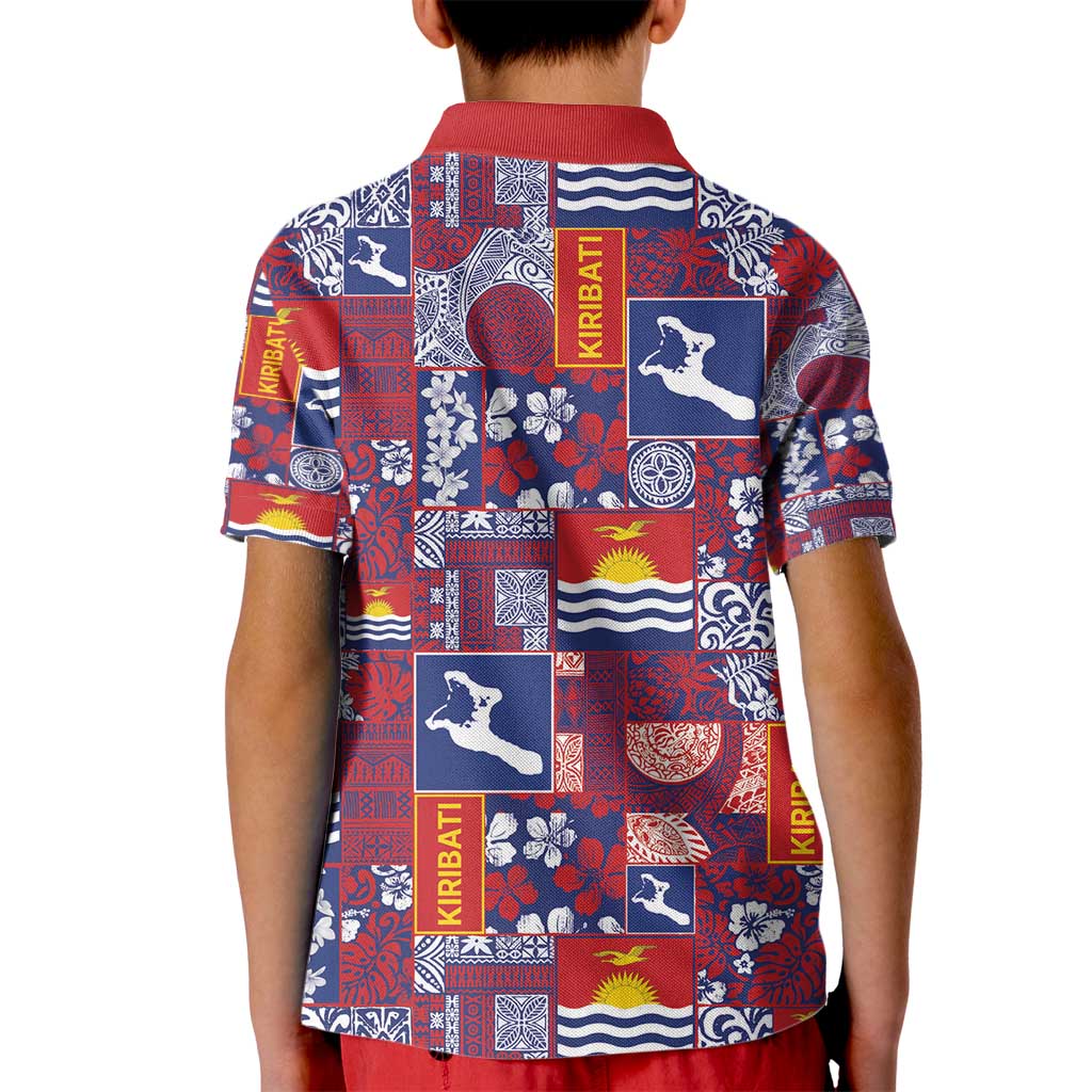 Kiribati Tekeraoi n te Kiritimati Kid Polo Shirt Pacific Patchwork Xmas Vibes - Polynesian Pride