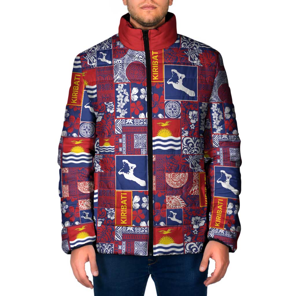 Kiribati Tekeraoi n te Kiritimati Padded Jacket Pacific Patchwork Xmas Vibes - Polynesian Pride