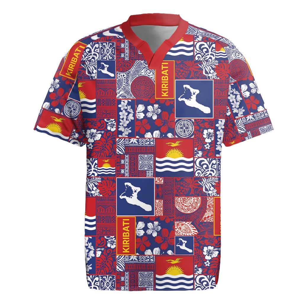 Kiribati Tekeraoi n te Kiritimati Rugby Jersey Pacific Patchwork Xmas Vibes - Polynesian Pride