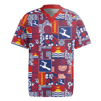 Kiribati Tekeraoi n te Kiritimati Rugby Jersey Pacific Patchwork Xmas Vibes - Polynesian Pride